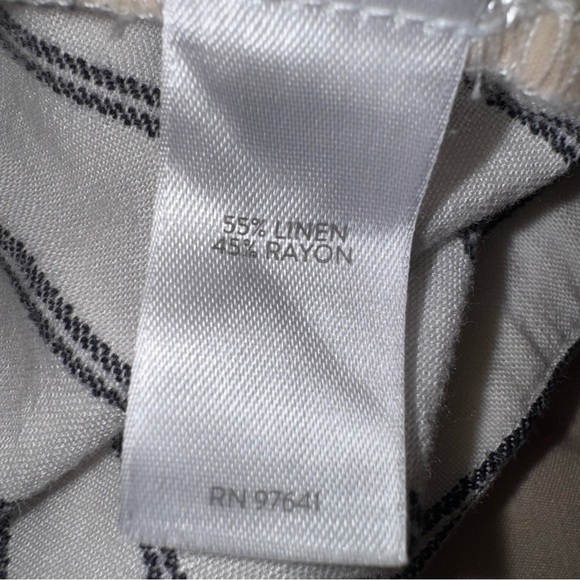J.Jill Linen Blend Striped Ankle Pants Womens 10 Petite White Black Coastal - Picture 6 of 6